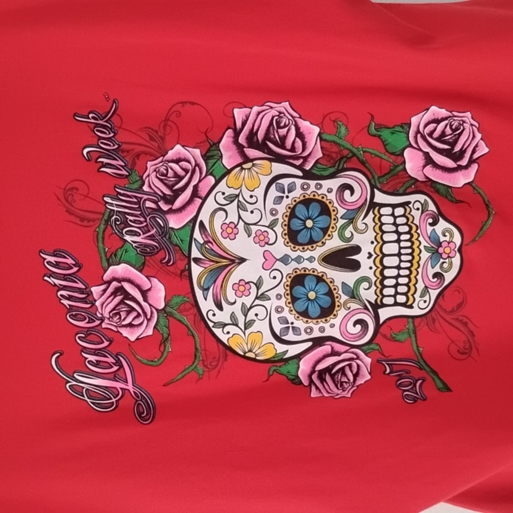 Babes Biker Wear USA Red Sleeveless Bling  Laconia Rally Week 2017 Cut Out Tee - Picture 8 of 13